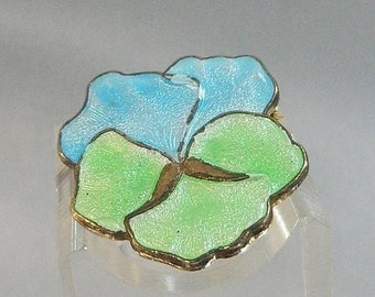 Flower Brooch. Pansy Brooch. Baby Blue. Mint Green. Guilloche waalaa.