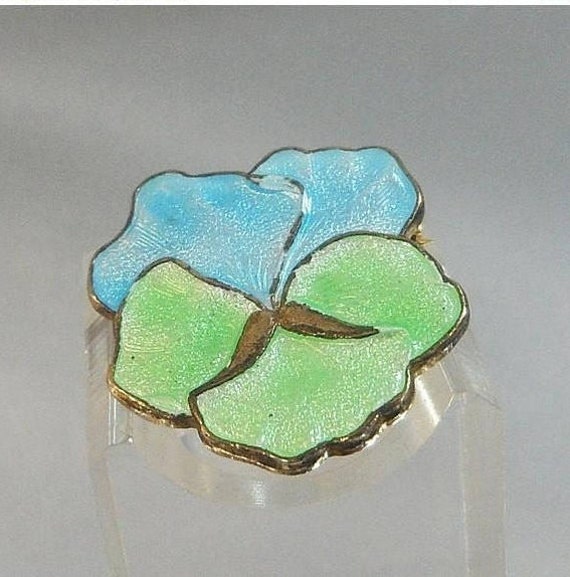 Flower Brooch. Pansy Brooch. Baby Blue. Mint Gree… - image 1