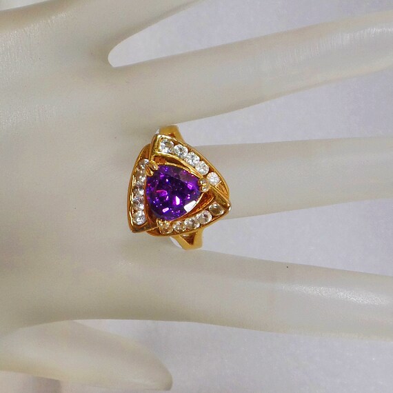 Amethyst Ring.  Cubic Zirconia Ring. Cocktail Rin… - image 9