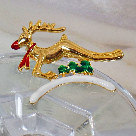 Christmas Brooch. Rudolph Brooch. Reindeer Pin. R… - image 3