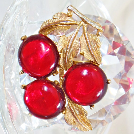 Cherry Brooch. Red Cherries Brooch. Cherry Amber
