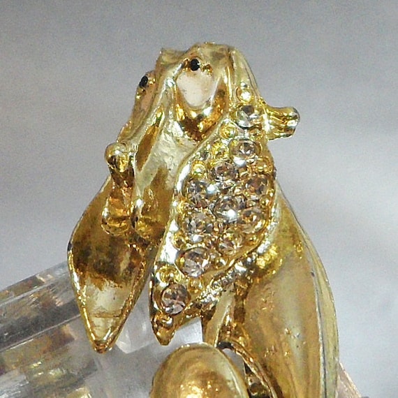 Hound Dog Brooch. Basset Hound Rhinestones Pin. P… - image 1