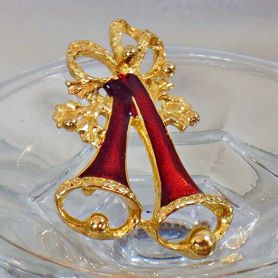 Christmas Brooch. Christmas Pin. Two Christmas Be… - image 2