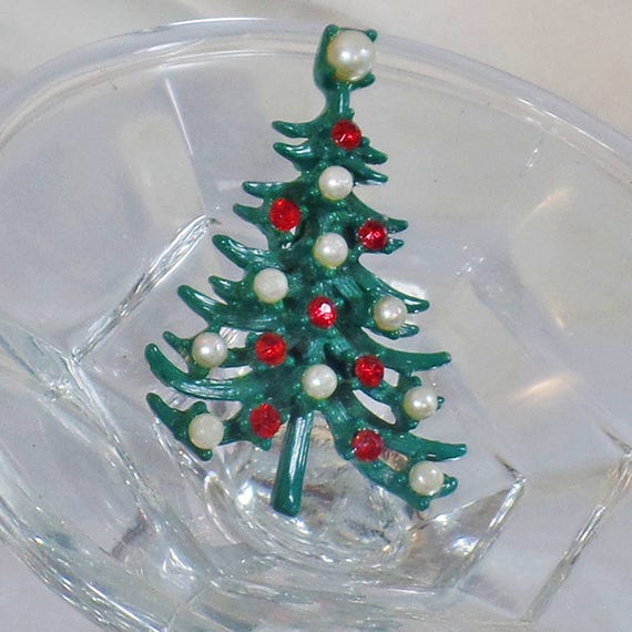 Christmas Brooch. Christmas Pin. Pearl and Rhines… - image 4