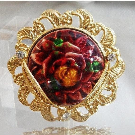 Flower Brooch. Vintage Brooch. Rose Brooch. Rose … - image 1