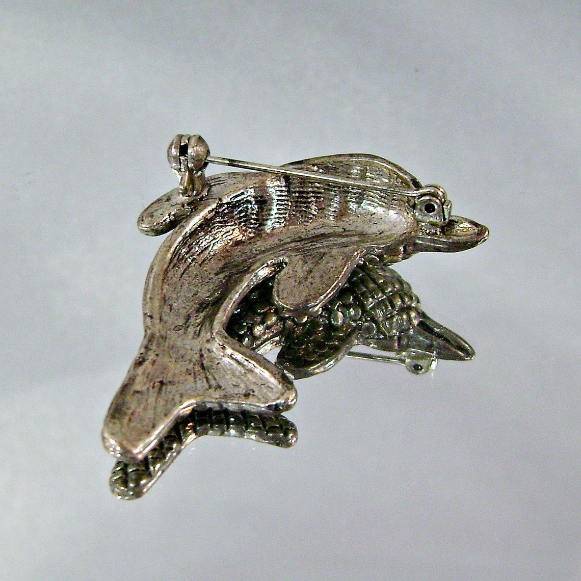 Dolphin Brooch. Vintage Brooch. Pewter Brooch. Pewter Dolphin Etsy UK