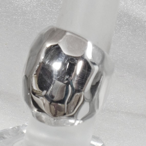 Silver Dome Ring.  Hammered Silver Ring. Statemen… - image 7