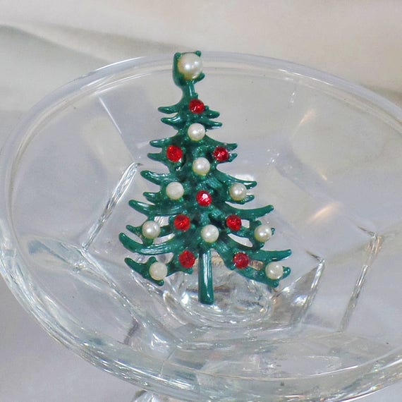 Christmas Brooch. Christmas Pin. Pearl and Rhines… - image 3