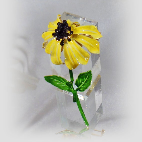 Flower Brooch. Yellow Flower Brooch.  Yellow Blac… - image 7