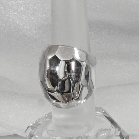 Silver Dome Ring.  Hammered Silver Ring. Statemen… - image 2