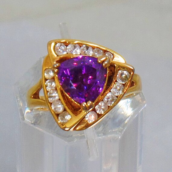 Amethyst Ring.  Cubic Zirconia Ring. Cocktail Rin… - image 4