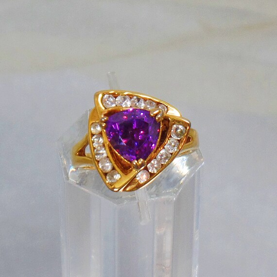 Amethyst Ring.  Cubic Zirconia Ring. Cocktail Rin… - image 2