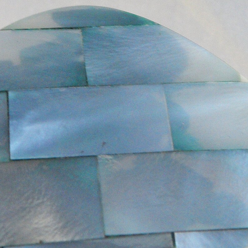 Pale Blue Abstract Triangle Pin Large waalaa. Blue Mother of Pearl Brooch Lucite