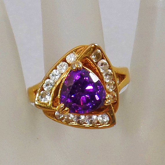 Amethyst Ring.  Cubic Zirconia Ring. Cocktail Rin… - image 8