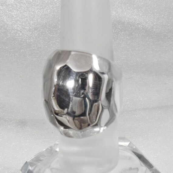 Silver Dome Ring.  Hammered Silver Ring. Statemen… - image 6