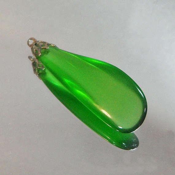 Green Glass Teardrop Pendant. Modernist Art Glass… - image 5