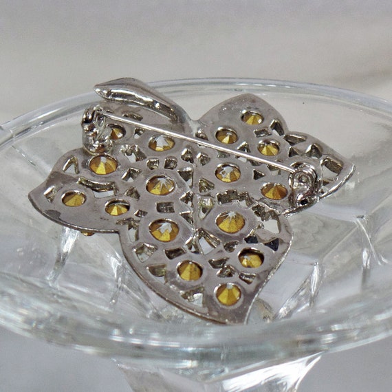 Leaf Brooch. Silver Leaf Pin. Vintage Brooch. Rhi… - image 10