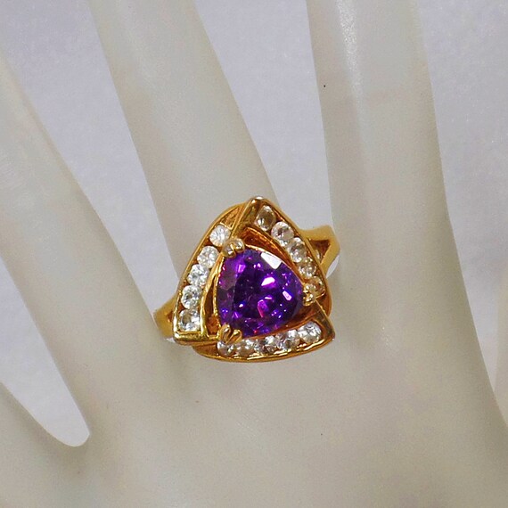 Amethyst Ring.  Cubic Zirconia Ring. Cocktail Rin… - image 6