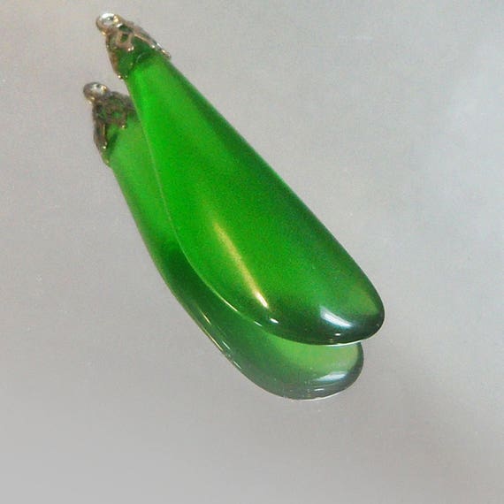 Green Glass Teardrop Pendant. Modernist Art Glass… - image 4