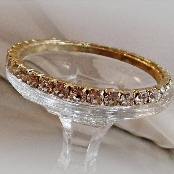 Bangle Bracelet. Rhinestone Bracelet. Gold Tone P… - image 4