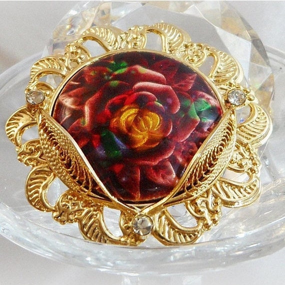 Flower Brooch. Vintage Brooch. Rose Brooch. Rose … - image 2