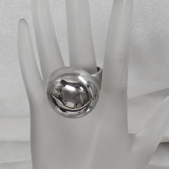 Silver Dome Ring.  Silver Button Ring. Statement … - image 3