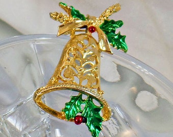 Christmas Brooch. Christmas Pin. Christmas Bell Brooch. Gerrys Christmas Pin. Vintage Christmas Bell Pin. Jewelry for Women.  waalaa