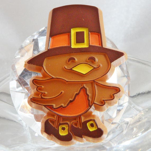 Pilgrim Turkey Brooch. Thanksgiving Turkey Pilgri… - image 2