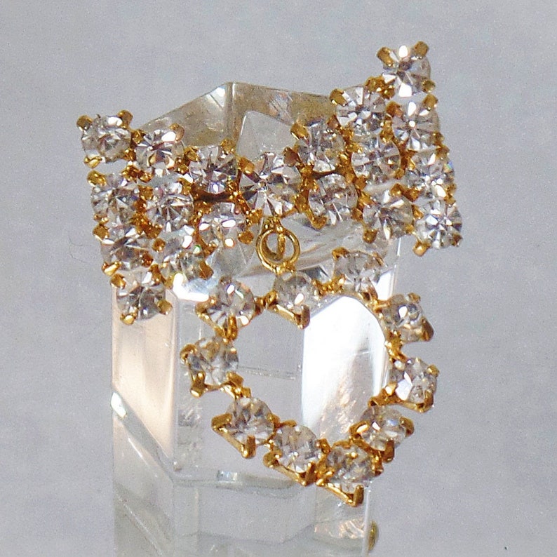 waalaa. Rhinestone Heart and Bow Brooch Dangling Heart Rhinestone Bow Pin