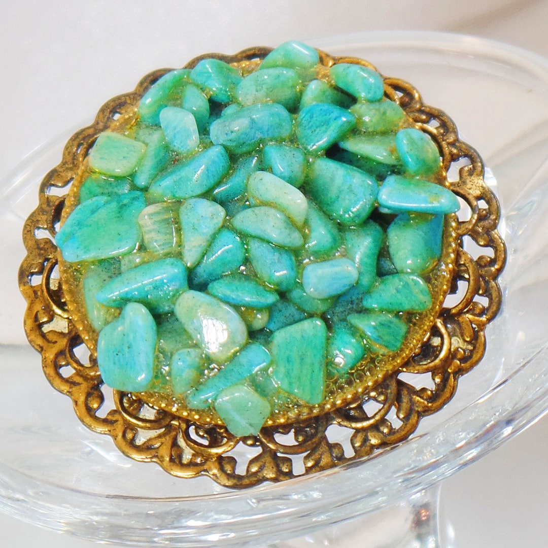 Turquoise Nugget Brooch. Large Turquoise Stone Pin. Blue - Etsy