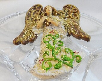 Spilla di Natale. Pin di Natale. Angelo spilla. Glitter Angel spilla. Spilla di Cherubino. Pin di Angel. Resina Angelo Pin.  Pin di angelo di Natale. waalaa