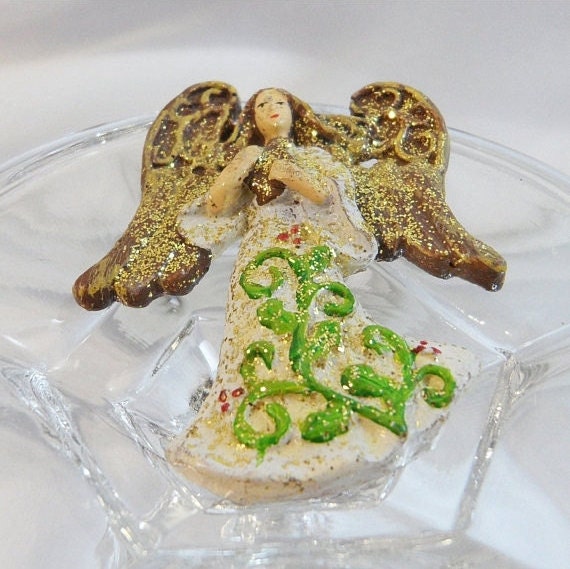 Christmas Brooch. Christmas Pin. Angel Brooch. Gl… - image 1