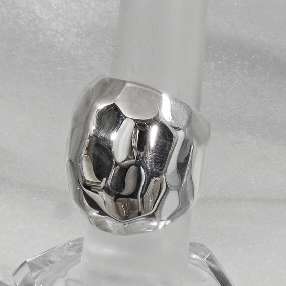 Silver Dome Ring.  Hammered Silver Ring. Statemen… - image 3