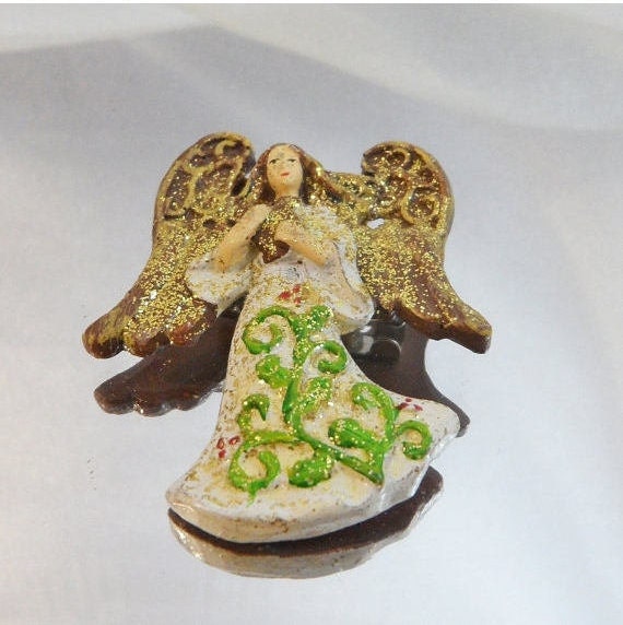 Christmas Brooch. Christmas Pin. Angel Brooch. Gl… - image 4