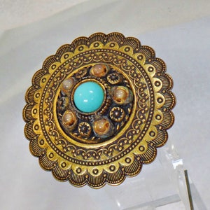 Turquoise Brooch. Brass Brooch. Vintage Brooch. Southwestern Brooch. Brooches for Women. Jewelry for Women. Rustic Brooch. waalaa.