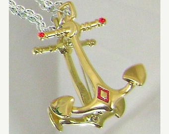 Bob Mackie Brooch.  Anchor.  Gold, Silver,  Ruby Red waalaa.