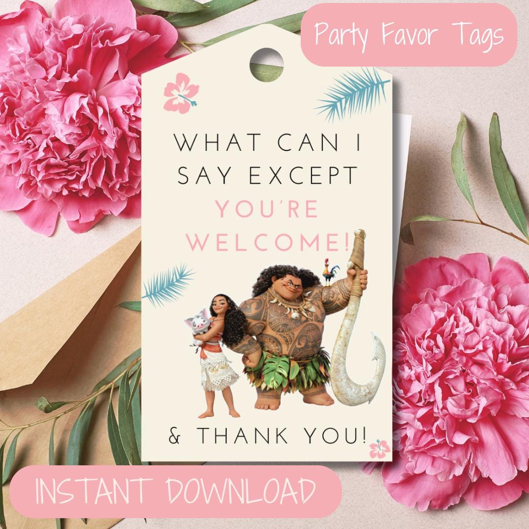 Moana Party Favor Tags, Moana Goodie Bag Tags, Moana Thank You Tags ...