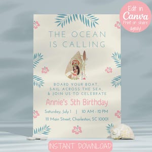 Moana Birthday Invitation, Editable Party Invite (Instant Download)