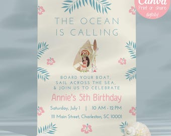Moana Birthday Invitation, Editable Party Invite (Instant Download)