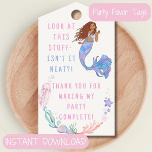 Ariel Party Favor Tags, Ariel Goodie Bag, Ariel Dankeschön Tags, Meerjungfrau Party Favor Tags, Little Mermaid Geburtstag, Live Action Ariel