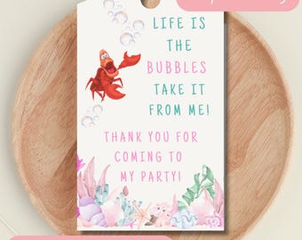 Etiquetas para recuerdos de fiesta de Ariel, cumpleaños de La Sirenita (Descarga instantánea en PDF)