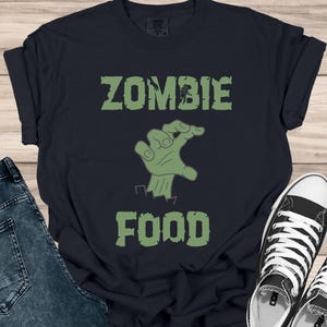 Zombie Food T-Shirt Funny Halloween Shirt Zombie Spooky Undead Graphic Tee Horror Lover Gift Creepy Halloween Party Shirt Zombie Lover Shirt
