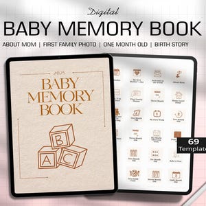 Libro de recuerdos para bebés 2025 - Libro de registro de bebés - Libro de hitos del bebé - Libro de recuerdos para recién nacidos - Libro de recuerdos digital para bebés - Descarga instantánea
