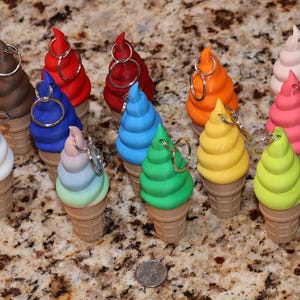 Llavero con forma de cono de helado y soporte para bálsamo labial: bonito soporte para bálsamo labial con tapa giratoria/estuche de viaje para bálsamo labial para bolso, cartera y llavero