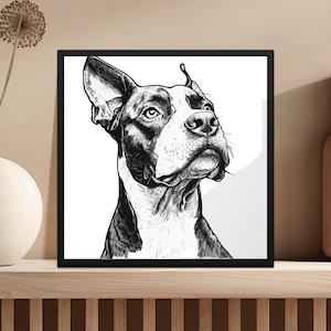 Dog Print Wall Art, Black and White Dog Illustration, Digital Download Dog Art, Pet Portrait Decor, Modern Dog Art Poster