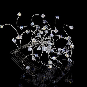 Medium sparkly crystal fascinator comb - SILVER CLEAR