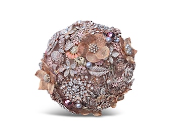 Rose Gold Brooch Bouquet – Pearl & Crystal Wedding Flowers