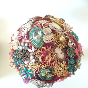 Final Balance for 7” Brooch Bouquet - Bridal All Brooch Wedding Bouquet -  Vintage, heirloom, artificial bouquet jewel bouquet Medium