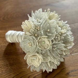 Bridal Beaded Flower Bouquet, Alternative Wedding Bouquet, Boho Bouquet Neutral, Sparkly Wedding, Forever Bouquet, Rhinestone Bouquets