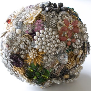 All Brooch Wedding Bouquet  Deposit - DEPOSIT Vintage, heirloom, artificial bouquet jewel bouquet 7 inch